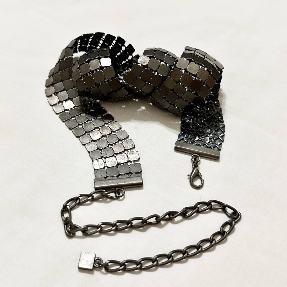 Rare Vintage 90’s Antiqued Brass/Bronze Metal Square Sequin Chain Belt